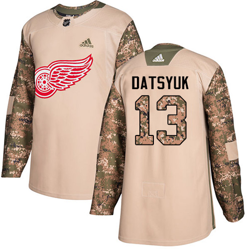 Adidas Detroit Red Wings #13 Pavel Datsyuk Camo Authentic 2017 Veterans Day Stitched Jersey Men's