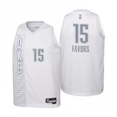 Oklahoma City Oklahoma City Thunder #15 Derrick Favors Youth White 2021/22 Swingman Jersey - City Edition Youth
