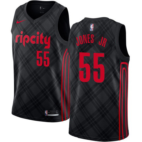 Portland Trail Blazers #55 Derrick Jones Jr Black Youth Swingman City Edition Jersey Youth