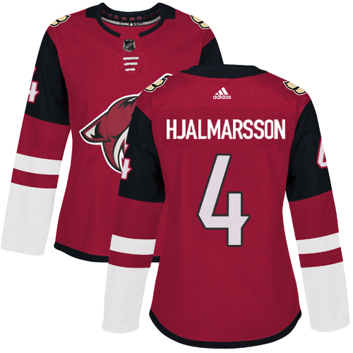 Adidas Arizona Coyotes #4 Niklas Hjalmarsson Maroon Home Authentic Women's Stitched Jersey Womens