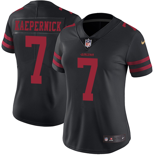 San Francisco 49ers #7 Colin Kaepernick Black Alternate Women's Stitched Vapor Untouchable Limited Jersey Womens