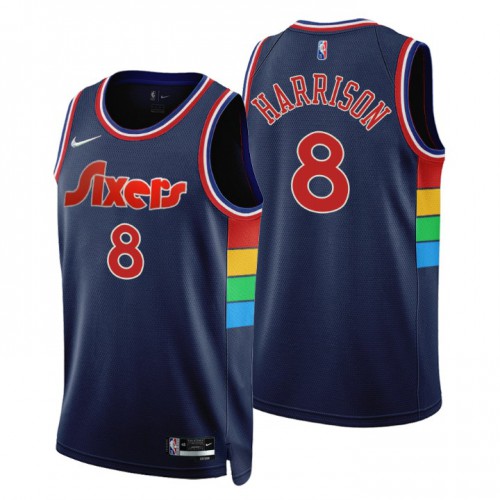Philadelphia 76ers #8 Shaquille Harrison Navy Mens 75th Anniversary Diamond Swingman Jersey - Icon Edition Mens