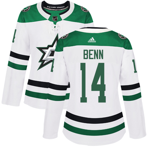 Adidas Dallas Stars #14 Jamie Benn White Road Authentic Women's Stitched Jersey Womens