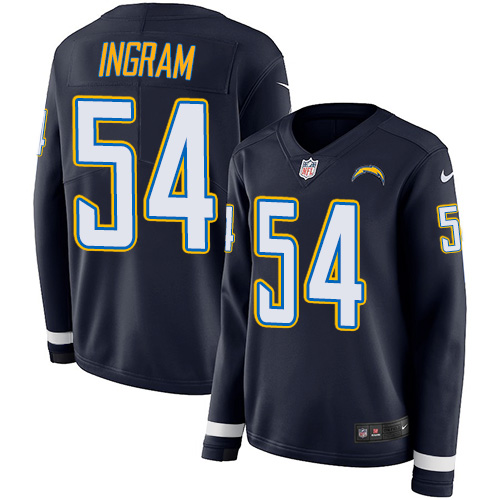 Los Angeles Chargers #54 Melvin Ingram Navy Blue Team Color Women's Stitched Limited Therma Long Sleeve Jersey Womens