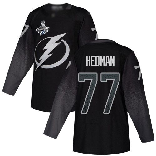 Adidas Tampa Bay Lightning #77 Victor Hedman Black Alternate Authentic Youth 2020 Stanley Cup Champions Stitched Jersey Youth