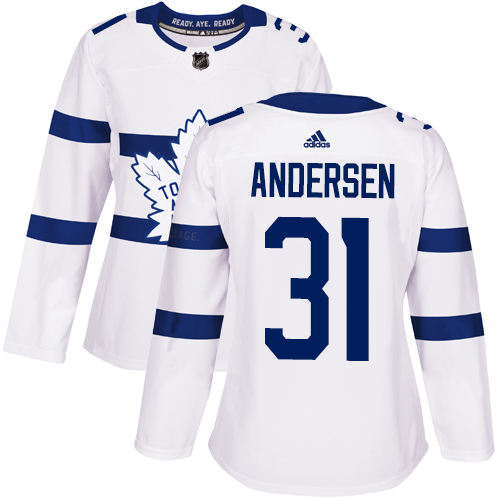 Adidas Maple Toronto Maple Leafs #31 Frederik Andersen White Authentic 2018 Stadium Series Women's Stitched Jersey Womens