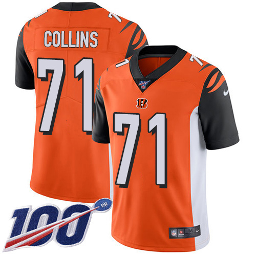 Bengals #71 La'el Collins Orange Alternate Youth Stitched 100th Season Vapor Untouchable Limited Jersey