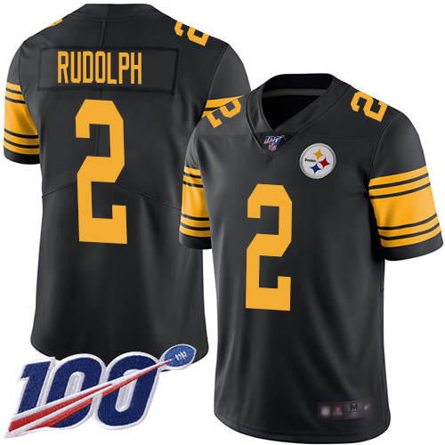 Pittsburgh Steelers #2 Mason Rudolph Black Men's Stitched Limited Rush 100th Season Jersey Men's