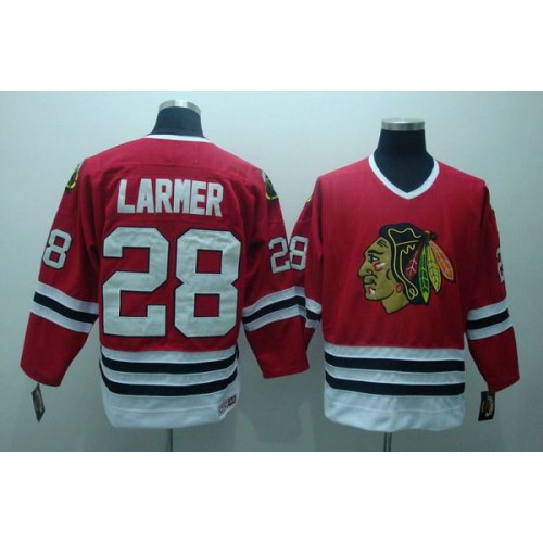Chicago Blackhawks #28 Steve Larmer Stitched Red CCM Throwback Jersey Men's
