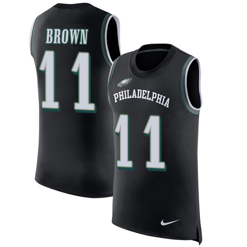 Eagles #11 A.J. Brown Black Alternate Men's Stitched Limited Rush Tank Top Jersey