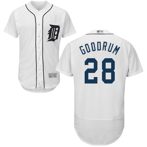 Detroit Tigers #28 Niko Goodrum White Flexbase Authentic Collection Stitched Jersey Men's