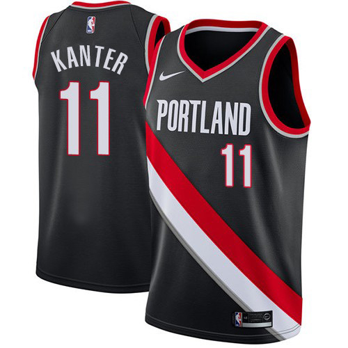 Portland Trail Blazers #11 Enes Kanter Black Swingman Icon Edition Jersey Mens