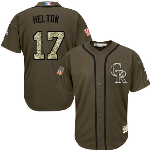 Colorado Rockies #17 Todd Helton Green Salute to Service Stitched Jersey Men's