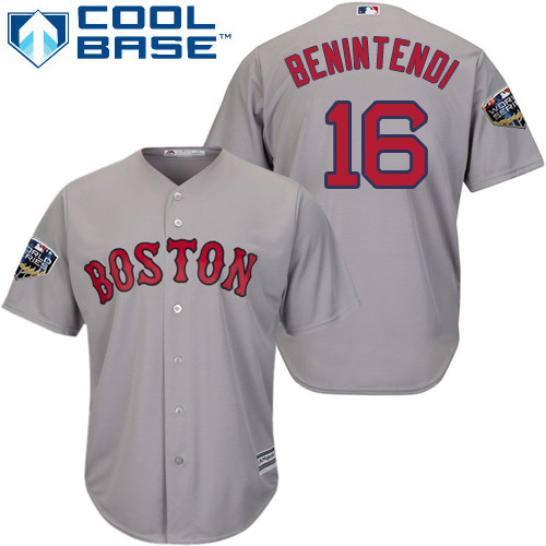 Boston Red Sox #16 Andrew Benintendi Grey Cool Base 2018 World Series Stitched Youth Jersey Youth