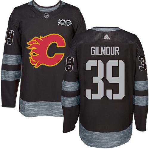 Adidas Calgary Flames #39 Doug Gilmour Black 1917-2017 100th Anniversary Stitched Jersey Men's