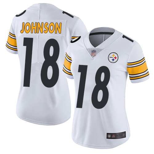 Pittsburgh Steelers #18 Diontae Johnson White Women's Stitched Vapor Untouchable Limited Jersey Womens