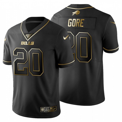 Buffalo Buffalo Bills #20 Frank Gore Men's Black Golden Limited 100 Jersey Men's