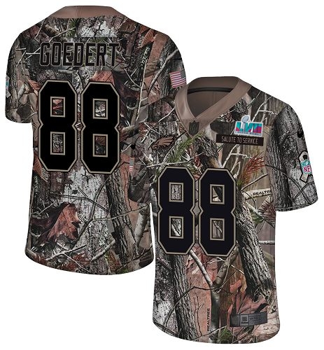 Eagles #88 Dallas Goedert Camo Super Bowl LVII Patch Youth Stitched Limited Rush Realtree Jersey
