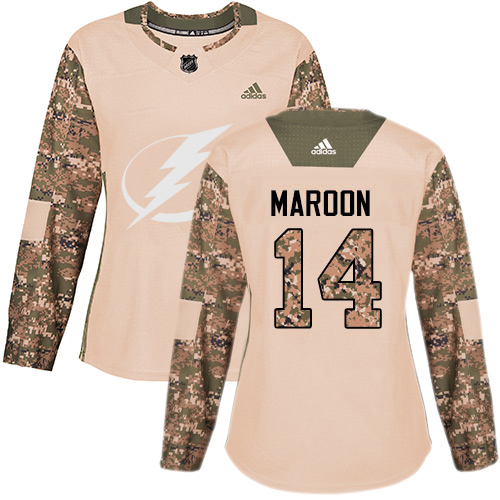 Adidas Tampa Bay Lightning #14 Pat Maroon Camo Authentic 2017 Veterans Day Women's Stitched Jersey Womens