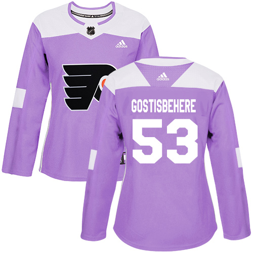 Adidas Philadelphia Flyers #53 Shayne Gostisbehere Purple Authentic Fights Cancer Women's Stitched Jersey Womens