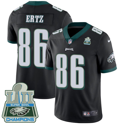 Philadelphia Eagles #86 Zach Ertz Black Alternate Super Bowl LII Champions Men's Stitched Vapor Untouchable Limited Jersey Men's