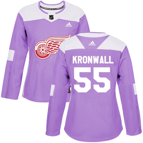 Adidas Detroit Red Wings #55 Niklas Kronwall Purple Authentic Fights Cancer Women's Stitched Jersey Womens