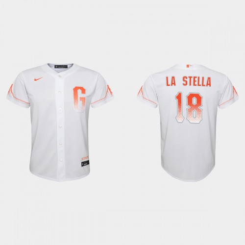 San Francisco San Francisco Giants #18 Tommy La Stella Youth 2021 City Connect White Jersey Youth