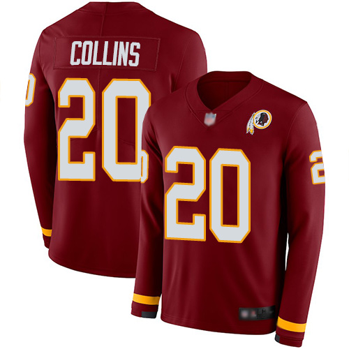 Washington Commanders #20 Landon Collins Burgundy Red Team Color Men's Stitched Limited Therma Long Sleeve Jersey Men's