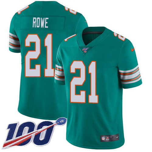 Miami Dolphins #21 Eric Rowe Aqua Green Alternate Men's Stitched 100th Season Vapor Untouchable Limited Jersey Men's