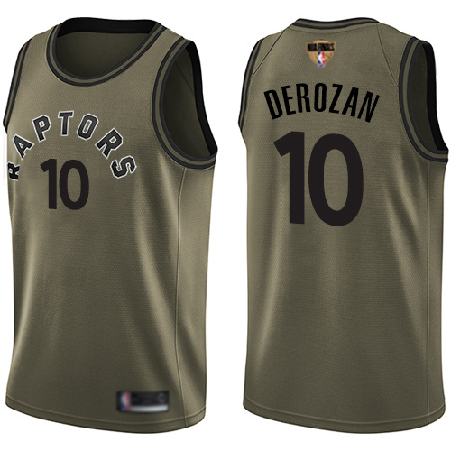 Toronto Raptors #10 DeMar DeRozan Green Salute to Service 2019 Finals Bound Youth Swingman Jersey Youth