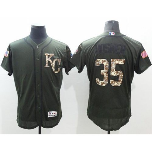Kansas City Royals #35 Eric Hosmer Green Flexbase Authentic Collection Salute to Service Stitched Jersey Men's