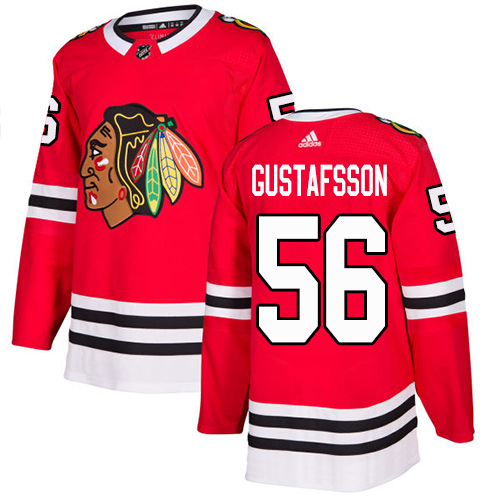 Adidas Chicago Blackhawks #56 Erik Gustafsson Red Home Authentic Stitched Jersey Men's
