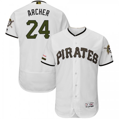 Pittsburgh Pittsburgh Pirates #24 Chris Archer Majestic Alternate Authentic Collection Flex Base Player Jersey White Men's