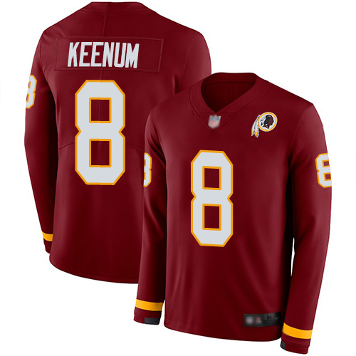 Washington Commanders #8 Case Keenum Burgundy Red Team Color Men's Stitched Limited Therma Long Sleeve Jersey Men's