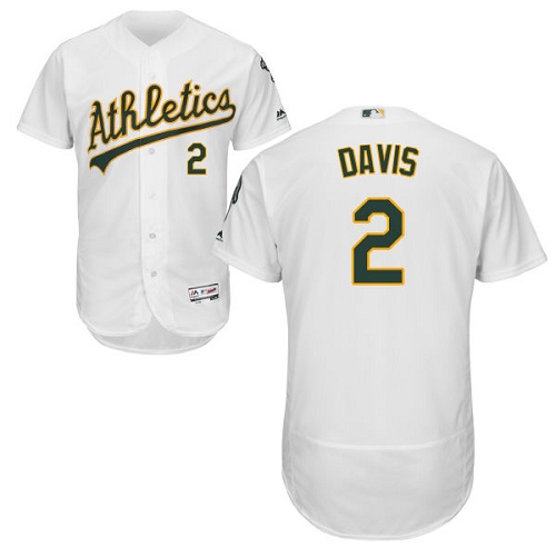 Oakland Athletics #2 Khris Davis White Flexbase Authentic Collection Stitched Jersey Men's