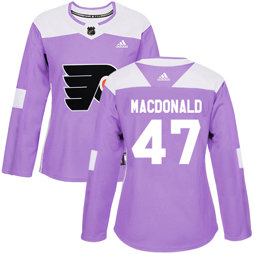 Adidas Philadelphia Flyers #47 Andrew MacDonald Purple Authentic Fights Cancer Women's Stitched Jersey Womens
