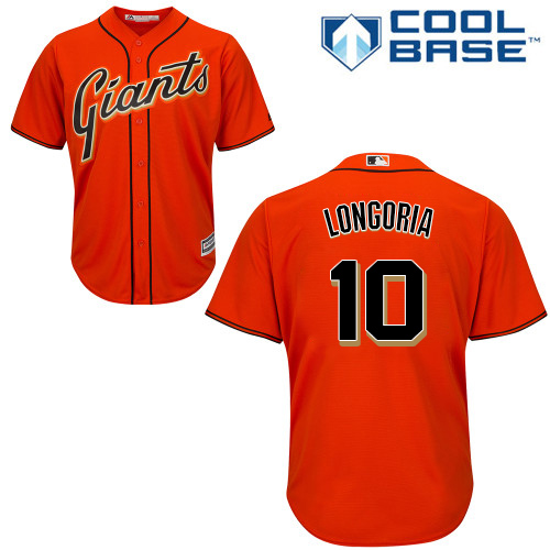 San Francisco Giants #10 Evan Longoria Orange Alternate Cool Base Stitched Youth Jersey Youth