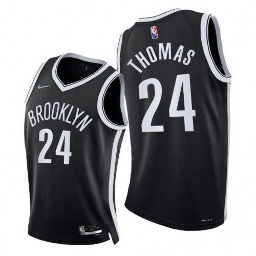 Brooklyn Nets #24 Cameron Thomas Mens 2021-22 75th Diamond Anniversary Jersey Black Mens