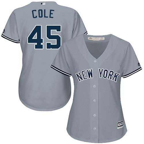 New York Yankees #45 Gerrit Cole Grey Road Women's Stitched Jersey Womens