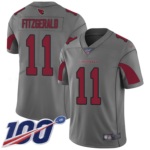 Cardinals #11 Larry Fitzgerald Silver Men's Stitched Limited Inverted Legend 100th Season Jersey