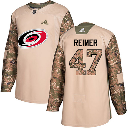 Adidas Carolina Hurricanes #47 James Reimer Camo Authentic 2017 Veterans Day Stitched Youth Jersey Youth