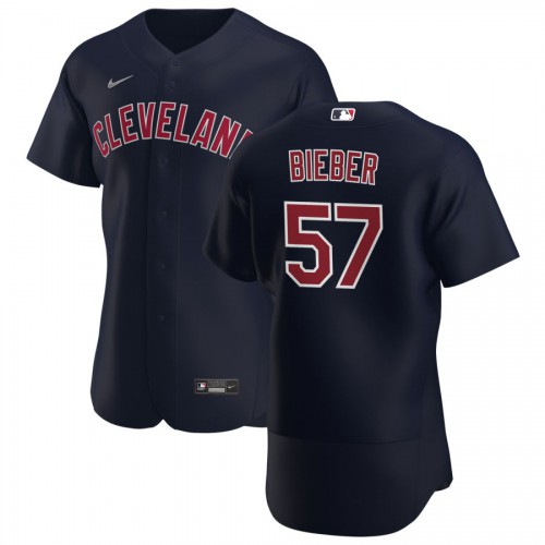 Cleveland Guardians #57 Shane Bieber Men's Navy Alternate 2020 Authentic Player Jersey Men's