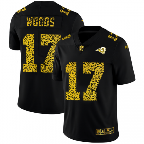 Los Angeles Los Angeles Rams #17 Robert Woods Men's Leopard Print Fashion Vapor Limited Jersey Black Men's