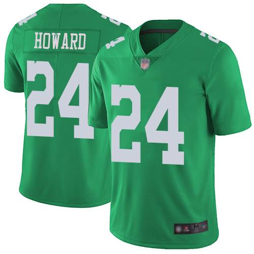 Philadelphia Eagles #24 Jordan Howard Green Men's Stitched Limited Rush Jersey Men's