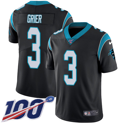 Carolina Panthers #3 Will Grier Black Team Color Youth Stitched 100th Season Vapor Untouchable Limited Jersey Youth