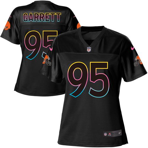 Browns #95 Myles Garrett Black Women's Fashion Game Jersey
