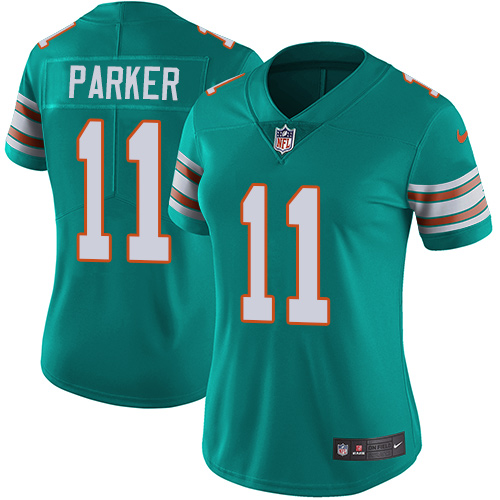Miami Dolphins #11 DeVante Parker Aqua Green Alternate Women's Stitched Vapor Untouchable Limited Jersey Womens