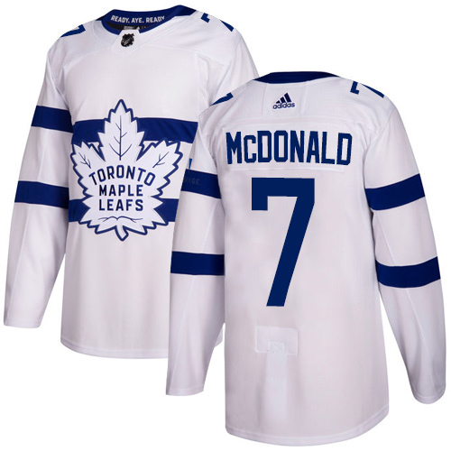 Adidas Maple Toronto Maple Leafs #7 Lanny McDonald White Authentic 2018 Stadium Series Stitched Jersey Men's