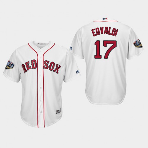 Boston Red Sox #17 Nathan Eovaldi White New Cool Base 2018 World Series Stitched Jersey Men's