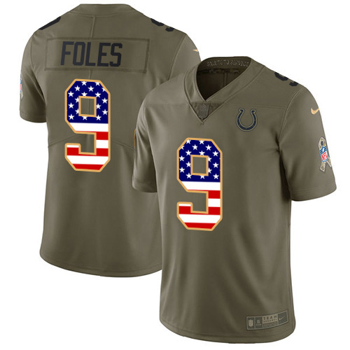 Colts #9 Nick Foles Olive/USA Flag Youth Stitched Limited 2017 Salute To Service Jersey